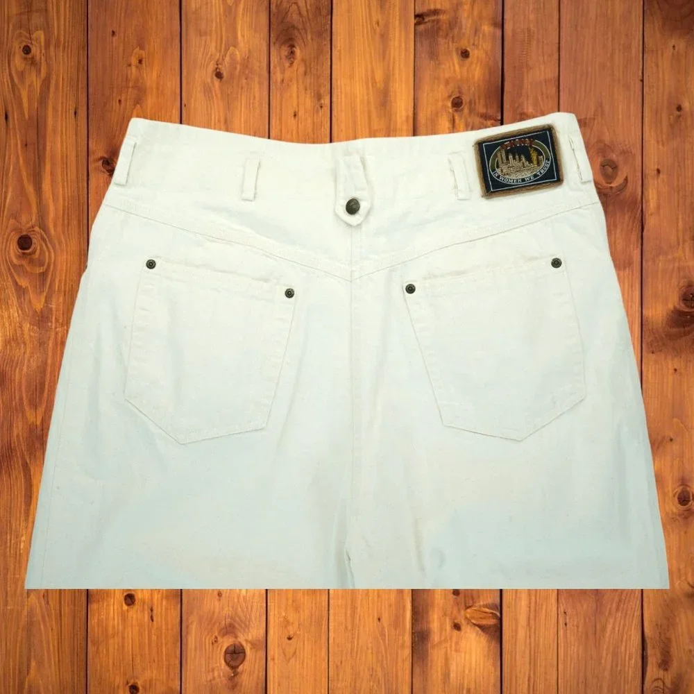 DKNY Vintage Y2K Denim Cargo Pants Women's High Rise Capris Size 12 100% Cotton‎